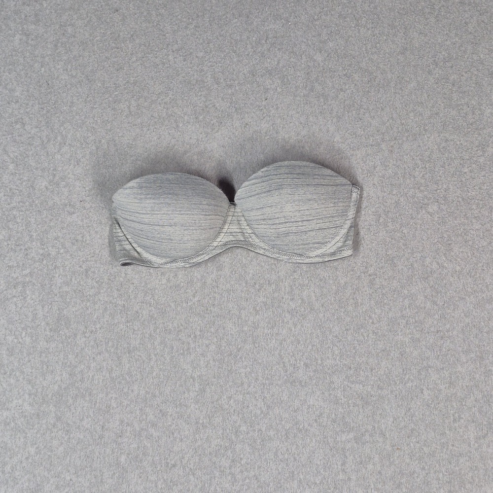 Victoria's Secret PINK Women Bra 32C Gray T‎ Shirt Underwired Knit Strap READ